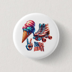 Badge Rond 2,50 Cm Drapeau patriotique Rétro 80