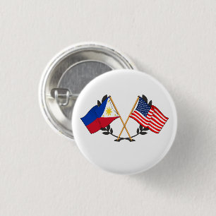 Badge Rond 2,50 Cm Drapeau philippin américain Patrimoine philippin V
