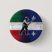 Badge Rond 2,50 Cm Drapeau Québec et Patriote Henri Julien érodé (Devant)