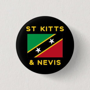 Badge Rond 2,50 Cm Drapeau Saint-Kitts-Et-Nevis Indépendance Caraïbes