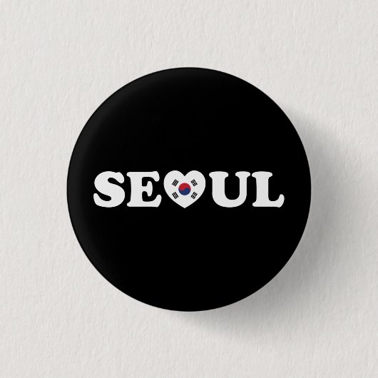 Badge Rond 2,50 Cm Drapeau Seoul Love Heart Taegeukgi (Devant)