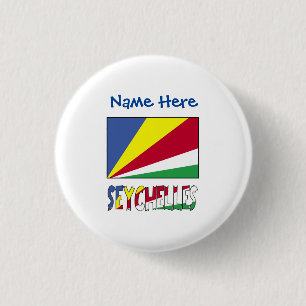 Badge Rond 2,50 Cm Drapeau Seychellois Seychelles Bleu Personnalisati