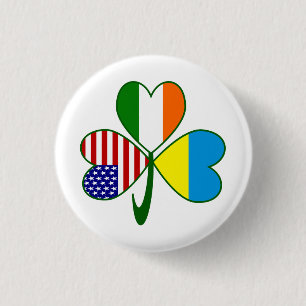 Badge Rond 2,50 Cm Drapeau Shamrock ukrainien