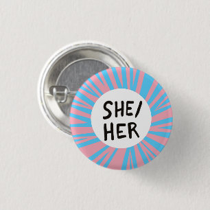 Badge Rond 2,50 Cm Drapeau transversal coloré bleu rose