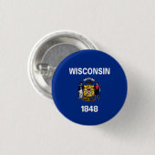 Badge Rond 2,50 Cm Drapeau Wisconsinite, Drapeau Wisconsin (Devant & derrière)