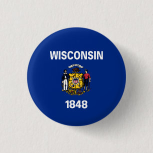 Badge Rond 2,50 Cm Drapeau Wisconsinite, Drapeau Wisconsin