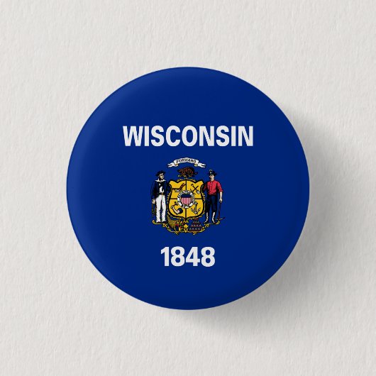 Badge Rond 2,50 Cm Drapeau Wisconsinite, Drapeau Wisconsin (Devant)
