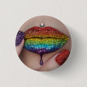 Badge Rond 2,50 Cm Drapeaux de fierté - Lesbienne au rouge à lèvres a
