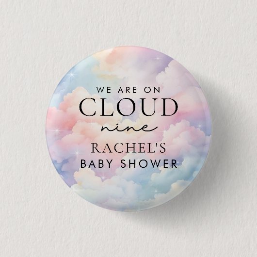 Badge Rond 2,50 Cm Dreamy Pastel Cloud Neuf Baby shower (Devant)
