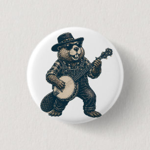 Badge Rond 2,50 Cm Drôle Art de musique country vintage bluegrass cas