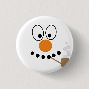 Badge Rond 2,50 Cm Drôle Cartoon Snowman visage Noël