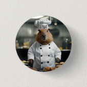 Badge Rond 2,50 Cm Drôle Chef Capybara, (Devant)