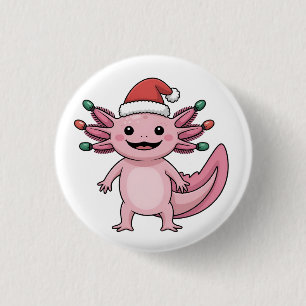 Badge Rond 2,50 Cm Drôle de chapeau de Noël Santa Axolotl Xmas tenue