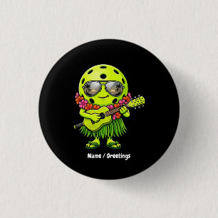Badge Rond 2,50 Cm Drôle de mascotte hawaïenne de pickleball graphiqu
