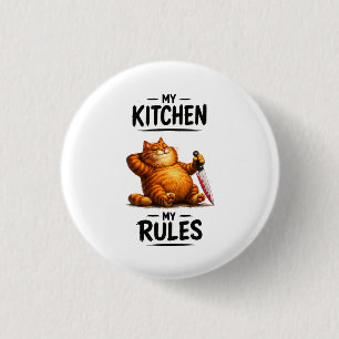 Badge Rond 2,50 Cm Drôle Ma Cuisine Mes Règles Chat Orange avec Coute