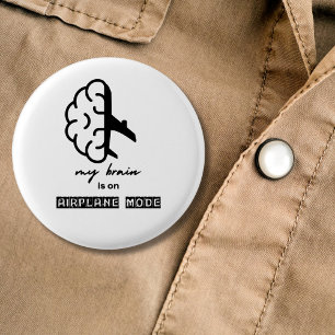 Badge Rond 2,50 Cm Drôle Mon Cerveau est en Mode Avion Collègue de Tr