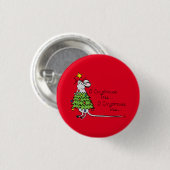 Badge Rond 2,50 Cm Drôle Noël mignon Souris Arbre Cartoon (Devant & derrière)
