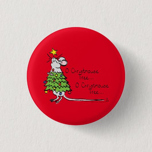 Badge Rond 2,50 Cm Drôle Noël mignon Souris Arbre Cartoon (Devant)
