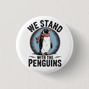 Badge Rond 2,50 Cm Drôle Penguin Résiste À La Manifestation Contre Le