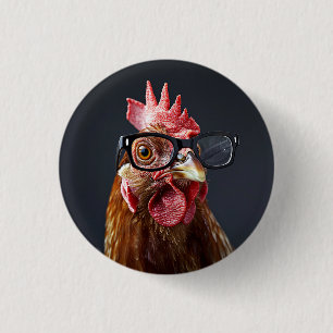 Badge Rond 2,50 Cm Drôle poulet portant des lunettes