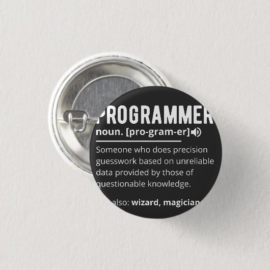 Badge Rond 2,50 Cm Drôle Programmer Code Développeur Définition (Devant & derrière)