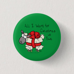 Badge Rond 2,50 Cm Drôle Vacances Mignonne Mouton de Noël Carton