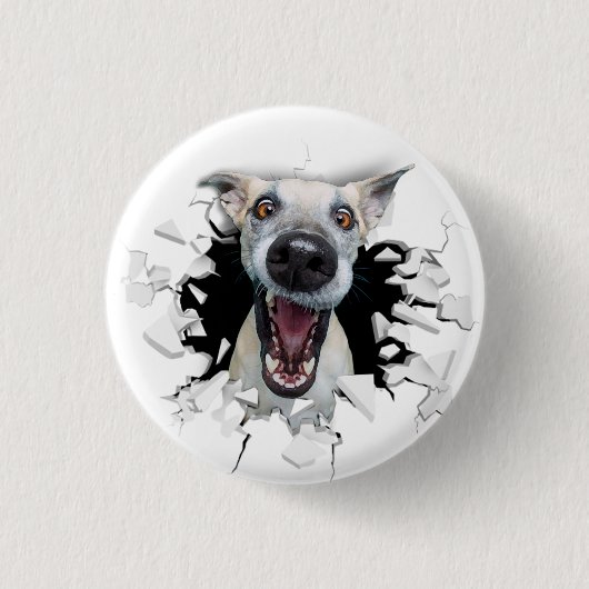 Badge Rond 2,50 Cm Drôle visage chien (Devant)