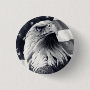 Badge Rond 2,50 Cm Eagle et bouton de drapeau