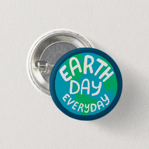 Badge Rond 2,50 Cm EARTH DAY EVERY DAY Handlettered Planet 