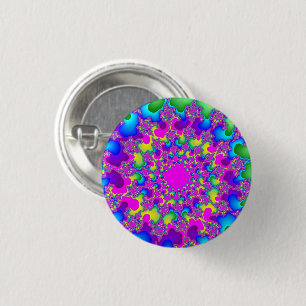 Badge Rond 2,50 Cm Eau arc-en-ciel rose néon