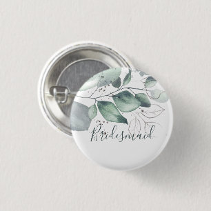 BADGE ROND 2,50 CM EAU DE COULEUR VERTE EUCALYPTUS BRIDESMAID