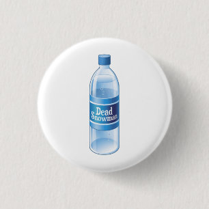 Badge Rond 2,50 Cm Eau en bouteille fondue par bonhomme de neige mort