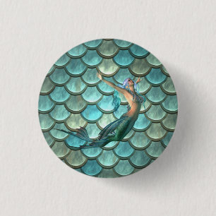 Badge Rond 2,50 Cm Écailles de queue de sirène