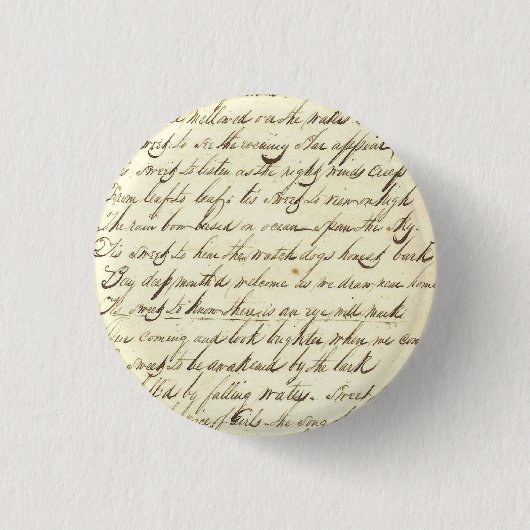 Badge Rond 2,50 Cm Échantillon cursif de manuscrit de calligraphie (Devant)