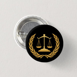Badge Rond 2,50 Cm Échelles de justice Droit Avocat - Noir & Or K