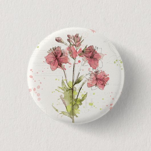 Badge Rond 2,50 Cm Éclaboussure rose foncée florale (Devant)