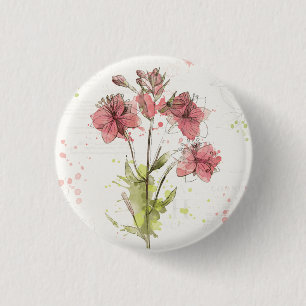 Badge Rond 2,50 Cm Éclaboussure rose foncée florale