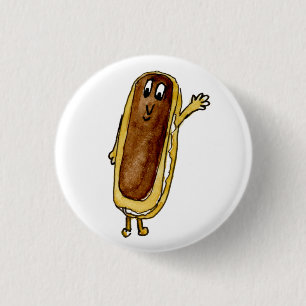 Badge Rond 2,50 Cm Éclair au Chocolat Drôle Illustration de Gâteau de