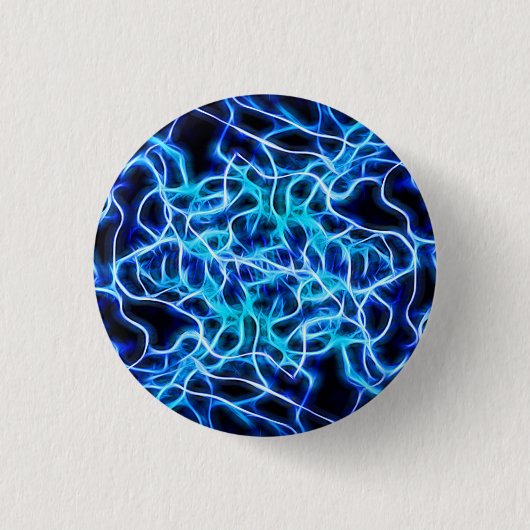 Badge Rond 2,50 Cm Éclair électrique néon bleu Tesla Coil (Devant)