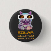 Badge Rond 2,50 Cm Éclipse solaire avec chat (Devant)