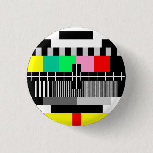 Badge Rond 2,50 Cm Écran de test de la télévision couleur rétro