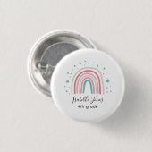 Badge Rond 2,50 Cm Ecriture arc-en-ciel rose fille école personnalisé (Devant & derrière)