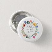 Badge Rond 2,50 Cm Écriture de la mère du marié Wildflower Mariage (Devant & derrière)