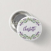 Badge Rond 2,50 Cm Écriture de nom de lavande violette eucalyptus (Devant & derrière)
