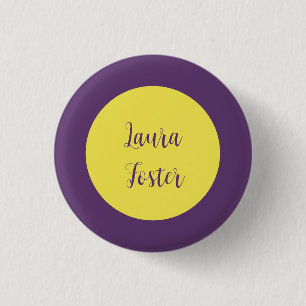 Badge Rond 2,50 Cm Écriture manuscrite Nom élégant Indigo et couleur 