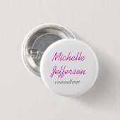 Badge Rond 2,50 Cm Écriture manuscrite tendance rose blanc propre (Devant & derrière)