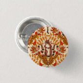 Badge Rond 2,50 Cm Écureuil d'automne sur blanc (Devant & derrière)