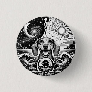 Badge Rond 2,50 Cm Ecussons pour amateur de Dachshund. Ecusson / Badg