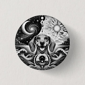 Badge Rond 2,50 Cm Ecussons pour amateur de Dachshund. Ecusson / Badg