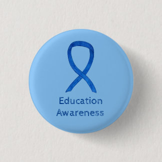 Badge Rond 2,50 Cm Éducation Blue Sensibilisation Ruban Art Custom Pi